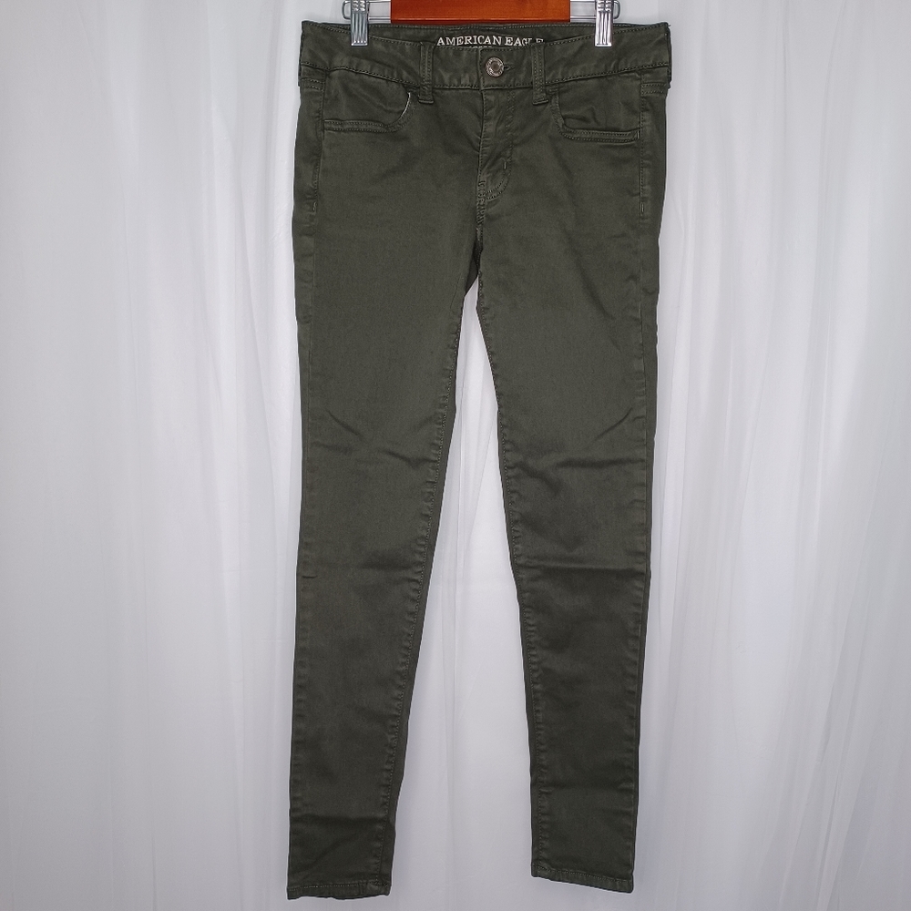 American Eagle Jeggings, Super Stretch, Olive Green,  Size 4
